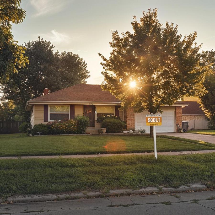 Alt text: A beautiful house in Iowa with the text "We Buy Houses Iowa".