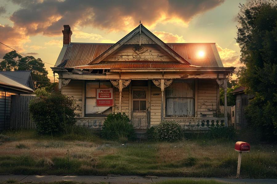 "Termite-damaged house renovation for sale, addressing repairs before selling."