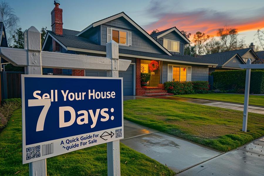 Image alt text: A house with a "How To Sell Your House in 7 Days" sign.