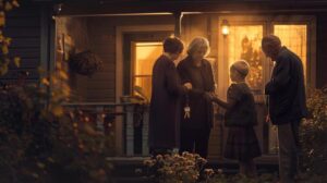 Alt text: "Elderly couple looking at real estate papers with text 'Selling Parents House Before Death'"