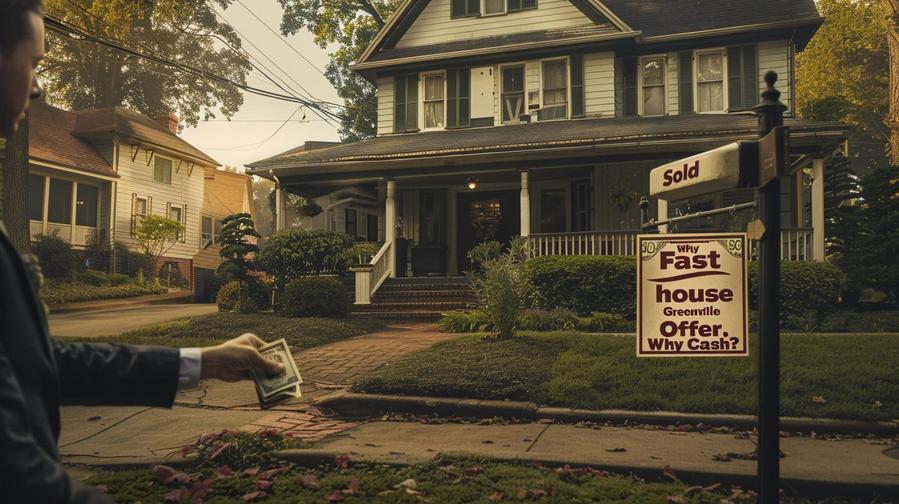 Alt text: "Home for sale sign with text 'we buy houses Greenville SC'"