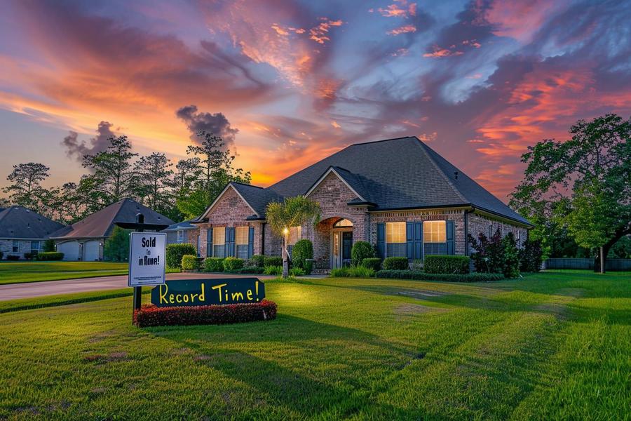 Alt text: House for sale sign with text "sell my house fast Baton Rouge".