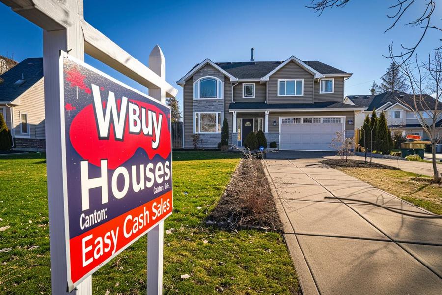 Alt text: "Infographic showing what happens when we buy houses Canton for cash."