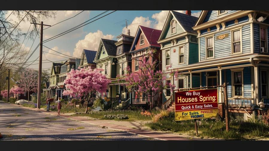Alt text: "Important factors to consider when selling as-is in Spring. #we buy houses spring"
