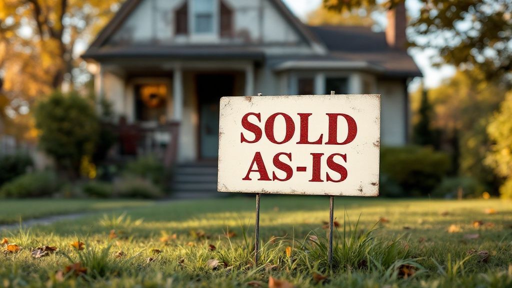 A house with a sold sign in front, indicating no repairs were needed for the sale