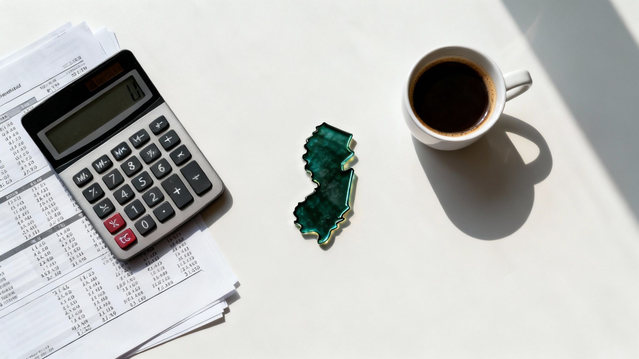 A calculator and pen resting on financial documents, symbolizing the tax and financial planning needed when selling an inherited house.