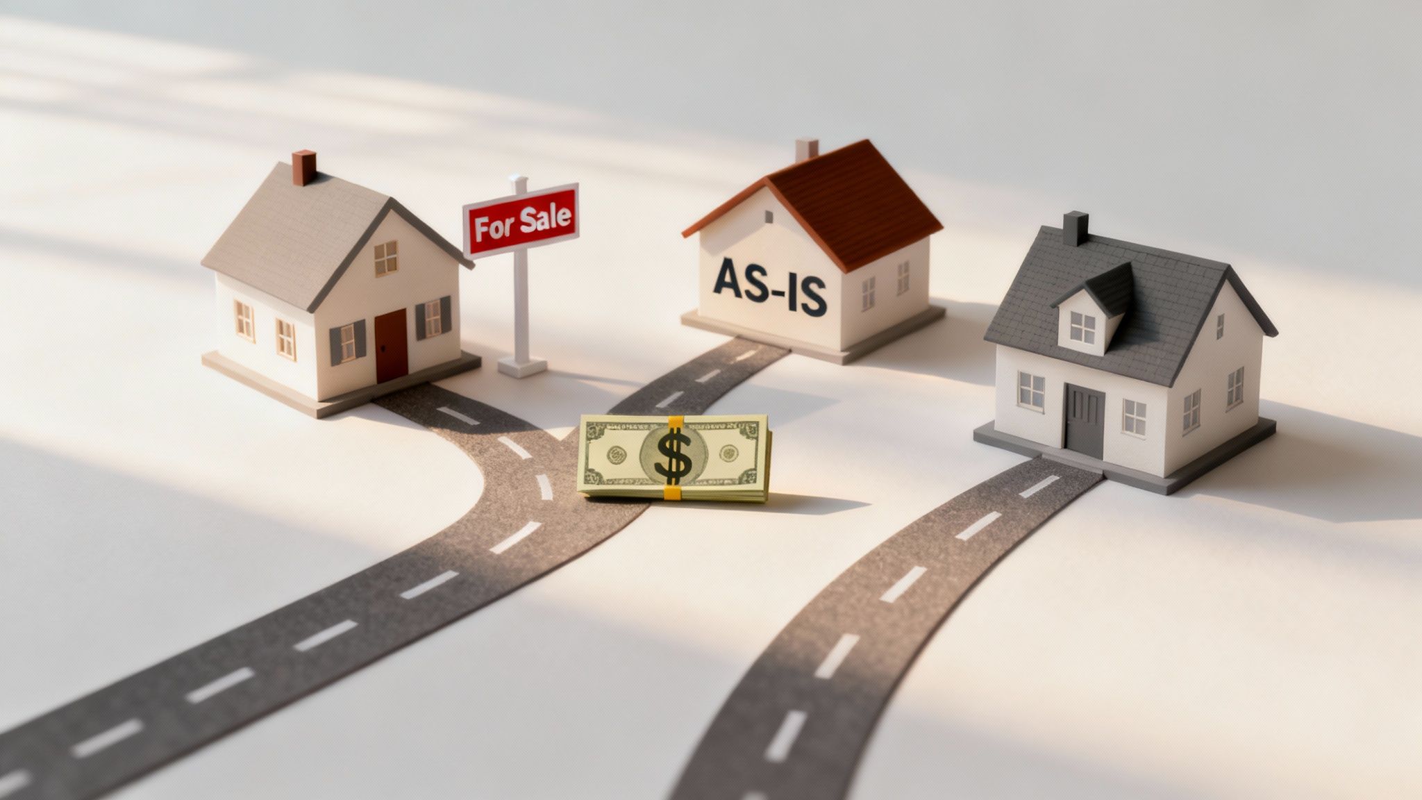 Two people shaking hands over a table with house keys, symbolizing a property sale.