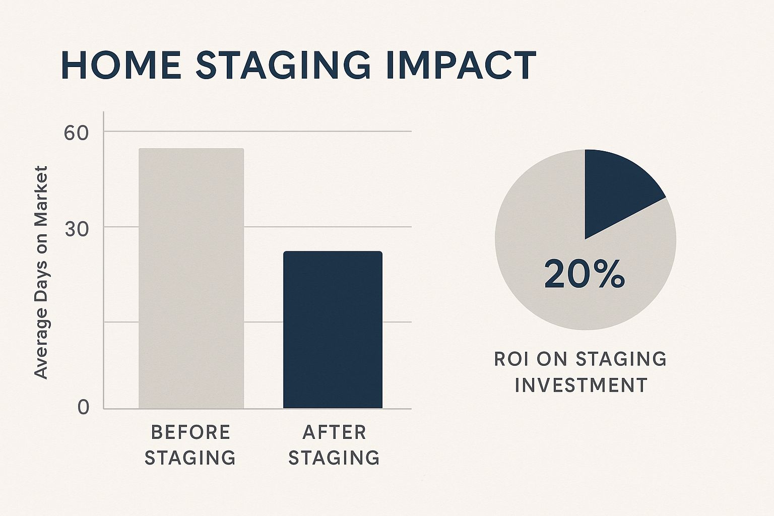 An infographic showing that home staging can reduce the time a house is on the market and provide a return on investment.