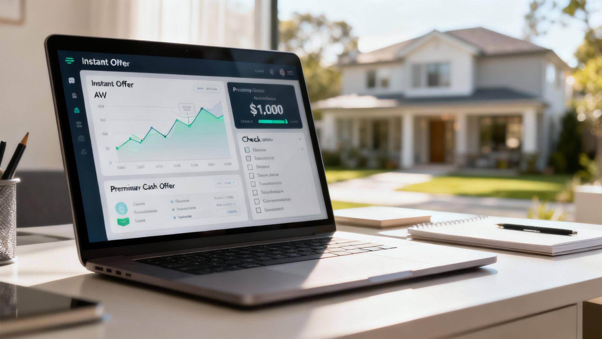 A screenshot of the Opendoor homepage showing a clean, user-friendly interface where homeowners can enter their address to receive a preliminary offer.
