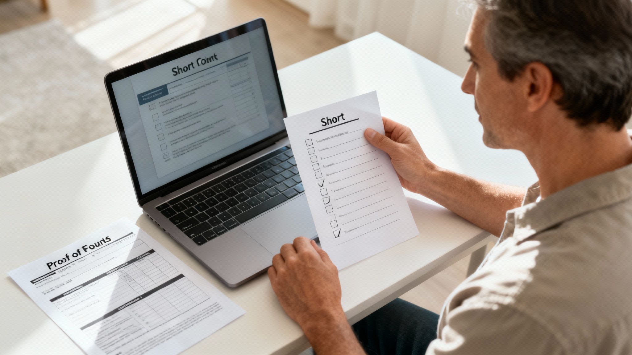 A magnifying glass hovering over a house, symbolizing the vetting process for cash home buyers.