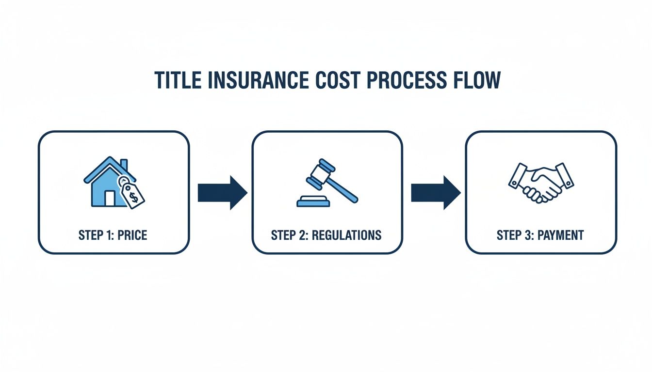 Flowchart illustrating the three steps of the title insurance cost process: price, regulations, and payment.