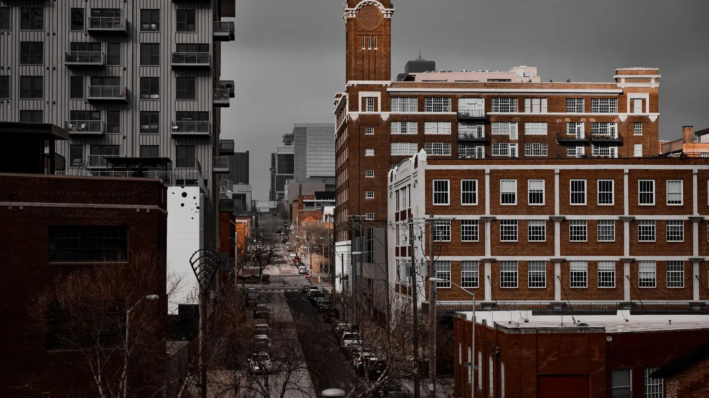 Historic brick warehouse and loft buildings in the Crossroads district of Kansas City, Missouri