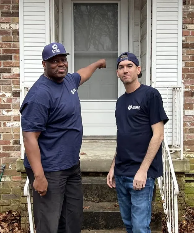 Oren Sofrin and Edward from Eagle Cash Buyers checking a property